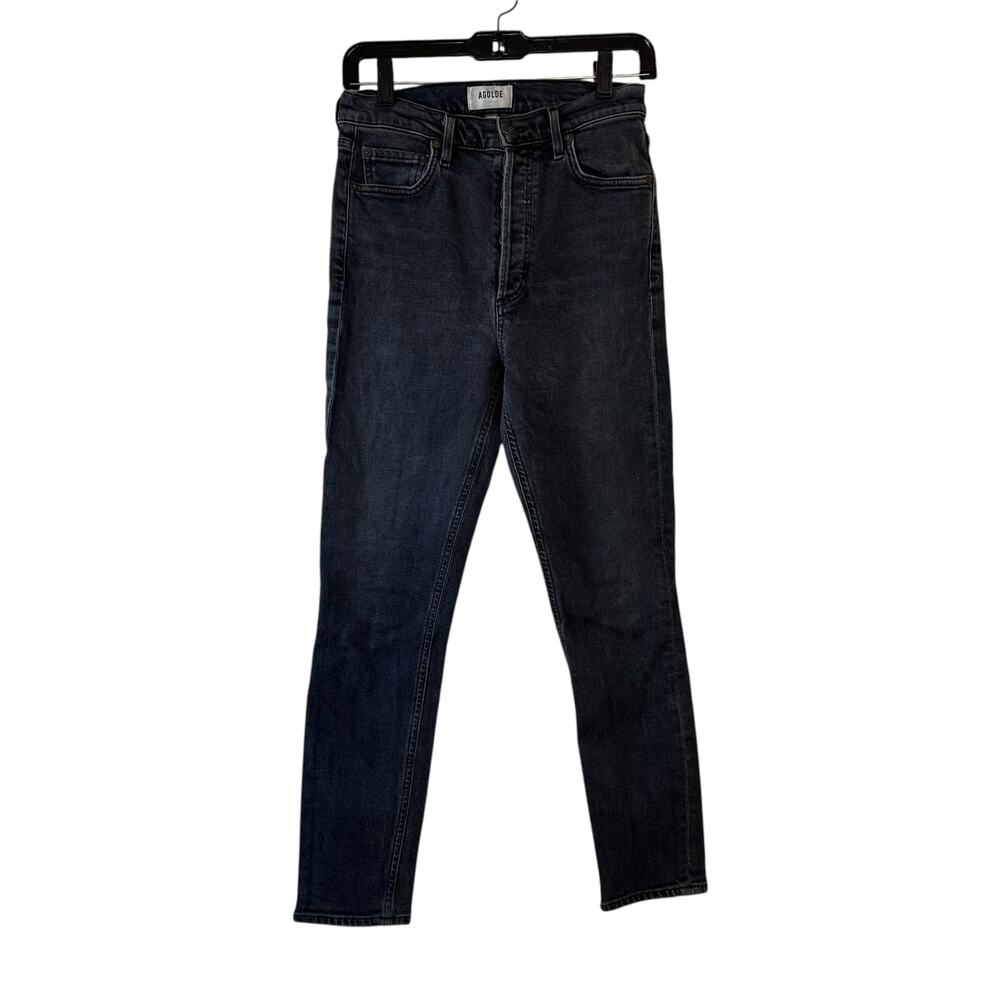 AGOLDE Nico High Rise Skinny Jeans with Stretch in Washed Black/Gray sz 27 - Picture 1 of 9